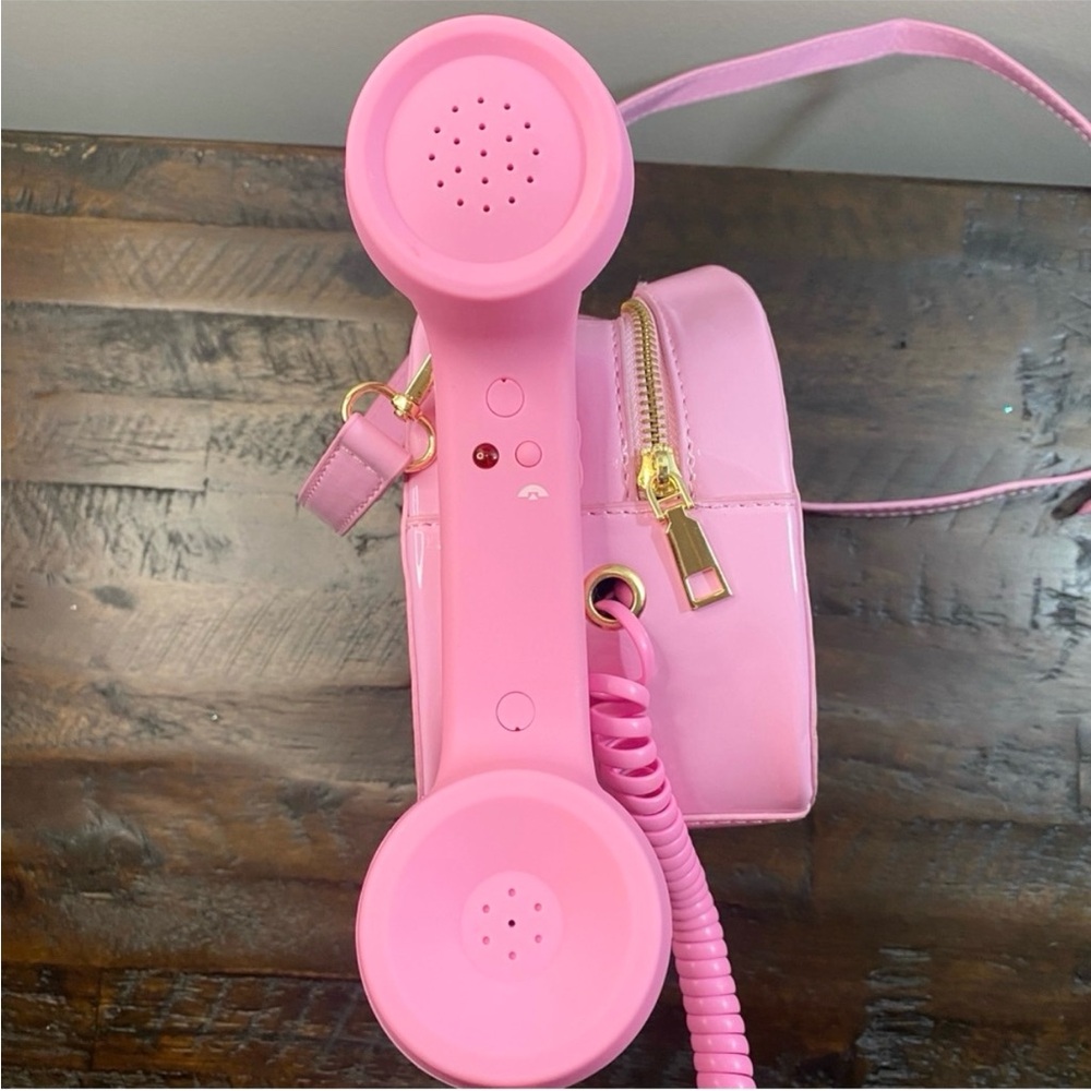 Pink Retro Rotary Telephone Clutch Purse Crossbody Handbag - Picture 9 of 11